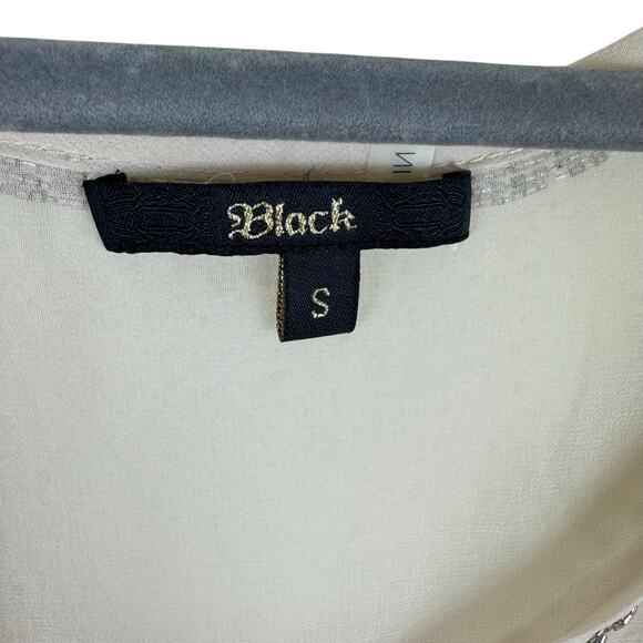 Just Black Cream Beaded Scoop Neck Lightweight Hi Low Tank Blouse Size S - Picture 5 of 7